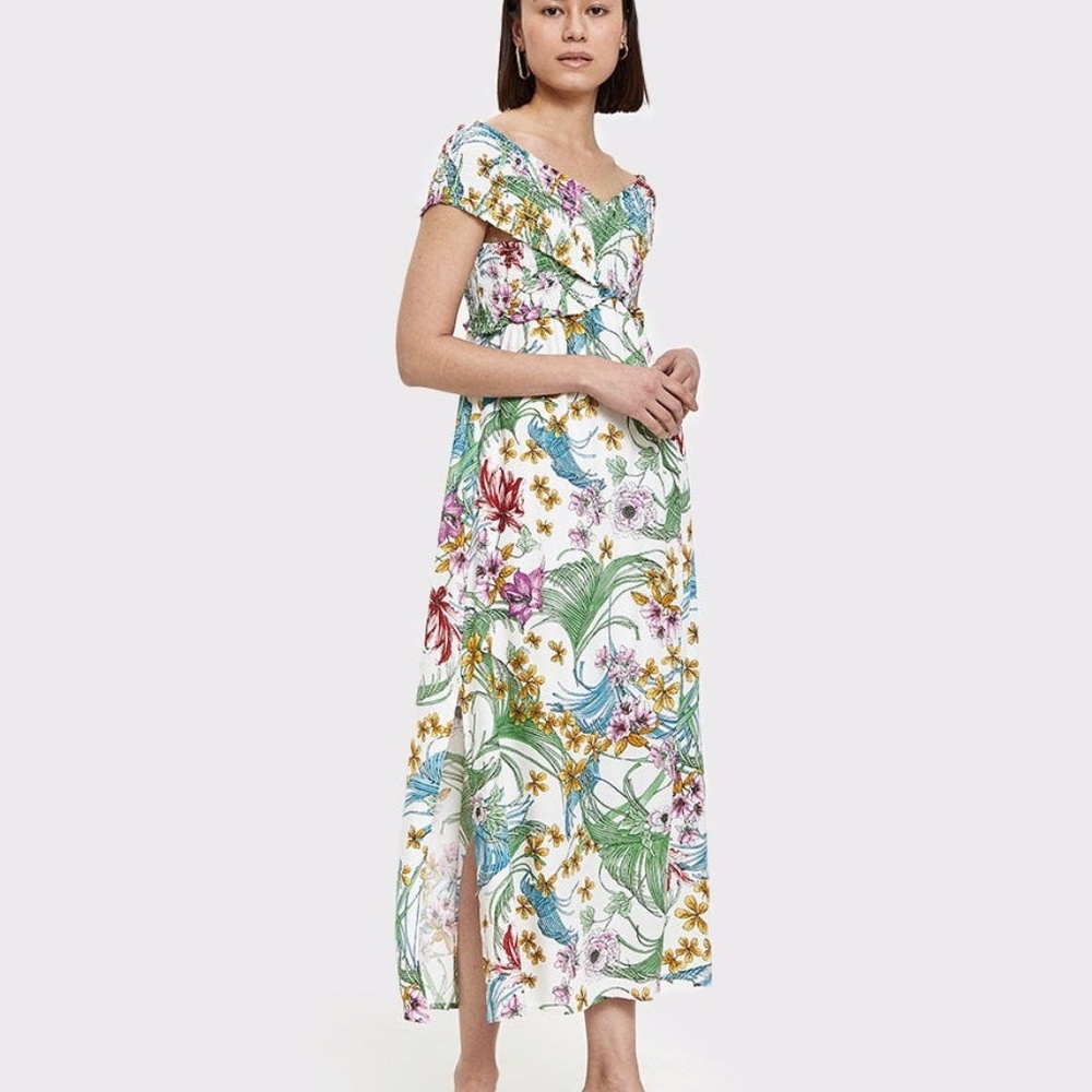 Lush Maxi Dress Tropical Print Size Small